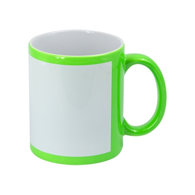 11 oz. Green Flourescent Mug w/White Patch