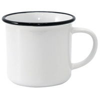 18 oz. White Enamel Camper Mug with Black Lip