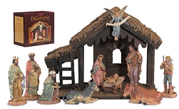 10-Pc Nativity Set with Wood Stable - Free Shipping