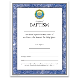 Full Color Baptism Certificate - Available in 9 Different Colors