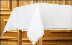 Lace Trimmed 100% Linen Altar Frontal