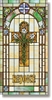 Stained Glass Rejoice Cross with Lilies Banner