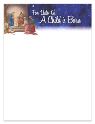 2019 Christmas Letterhead - For Unto Us A Child Is Born