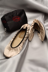 The Cherry Brand Fold Up Ballet Flats Champagne Medium