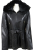 new zealand lamb belted parka with fur trim