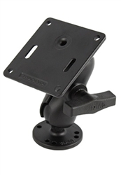 2.5 Inch Dia. Base with SHORT Sized Length Arm and 3.68 Inch Square VESA 75mm Compatible Plate
