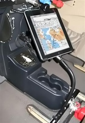 Cessna Aircraft Seat Rail Mount with 12 Inch Solid Arm and Apple iPad 4, iPad 3, iPad HD, iPad 2, iPad WITHOUT Case or Cover