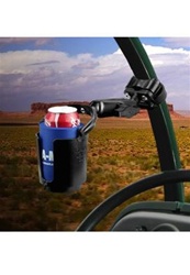 ATV/UTV U-Bolt or Strap Base (U-Bolt Fits .5 to 1.25" Dia., Strap Base Fits 1.57 to 2.5" Dia.) with Standard Sized Length Arm and Self Leveling Cup Holder (Fits Bottles 2.5” to 3.5” dia.)