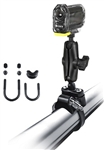 ATV/UTV Strap or U-Bolt Base (Zinc U-Bolts Fits .5 to 1.25" Dia., Strap Base Fits 1.57 to 3.15" Dia.), Standard Sized Length Arm and RAP-B-379U-252025 Video Camera Adapter (Common Use Sony Action Cam)