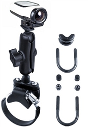 ATV/UTV Strap or U-Bolt Base (U-Bolt Fits .5 to 1.25" Dia., Strap Base Fits 1.57 to 3.15" Dia.), Standard Sized Length Arm & RAM-B-202U-GA63 Garmin VIRB Camera Adapter