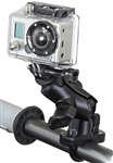 Handlebar Mount with Zinc U-Bolt (Fits .5 to 1.25 Dia.), SHORT Sized Length Arm & RAP-B-202U-GOP1 GoPro Adapter Plate