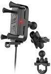 RAM Tough-Charge Universal X-Grip Tech Waterproof Wireless Charging Holder Motorcyle Mount (Fits Rail Dia. .5" to 1.25") WITH Charger (Fits Large Sized Smartphones with Device Width from 2.375" - 3.25")