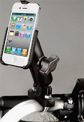 Handlebar Mount with Zinc U-Bolt (Fits .5 to 1.25 Dia.), Standard Sized Length Arm and RAM-HOL-AP9U Apple iPhone 4 Holder (4th Gen/4S WITHOUT Case or Cover)