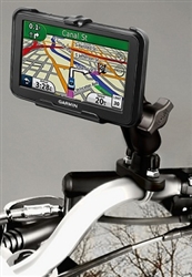 Handlebar Mount with Zinc U-Bolt (Fits .5 to 1.25 Dia.), Standard Sized Length Arm & Garmin RAM-HOL-GA49U Holder (Selected nuvi 40, 40LM Series)