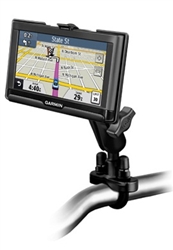 Handlebar Mount with Zinc U-Bolt (Fits .5 to 1.25 Dia.), Standard Sized Length Arm & Garmin RAM-HOL-GA55U Holder (Selected nuvi 52, 54, 55, 56, 57 58 LM, LMT)