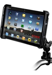 Handlebar Mount with Zinc U-Bolt (Fits .5 to 1.25 Dia.), Std. Sized Length Arm & RAM-HOL-TAB-LGU LARGE Universal Tablet Cradle fits MOST 10" Screens WITH or WITHOUT Case/Cover/Skin Including: Apple iPads / HD, Lenovo LePad, XOOM, LG G-Slate, Galaxy, etc.