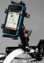 Handlebar Mount with Zinc U-Bolt (Fits .5 to 1.25 Dia.), Standard Sized Length Arm & RAM-HOL-UN4U Univ. Finger Gripping Cradle (Fits Device Width 1.25" to 3.5" Including GPS, eTrex, 2 Way Radios, Smartphones with Cover/Case iPhone, Droid, etc.)