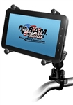 Handlebar Mount with Zinc U-Bolt (Fits .5 to 1.25 Dia.), Std. Sized Length Arm and RAM-HOL-UN8BU SMALL Universal Tablet Holder fits MOST 7-8" Screens Tablets (Fits Device Width 2.5" to 5.75")