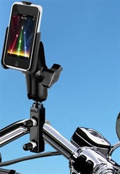 Brake/Clutch Assembly Mount or U-Bolt Handlebar Mount with Standard Sized Arm and Apple RAM-HOL-AP7U Holder (iPod Touch 2nd & 3rd Gen WITHOUT Case or Cover)