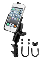 Brake/Clutch Assembly Mount or U-Bolt Handlebar Mount with Standard Sized Length Arm and RAM-HOL-AP11U Apple iPhone 5 Holder (Fits iPHone 5/5S WITHOUT Case or Cover)
