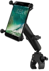 SMALL Universal Tough Claw (Fits .625" to 1.5" Round Rail Dia. & 0 to 1.14" Flat Surface), LONG Arm & RAM-HOL-UN10BU  Large X-Grip Phone Holder (Fits Device Width 1.75" to 4.5")