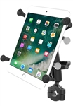 RAM Torque Handlebar/Rail Base (Fits 3/4" to 1" Diameter) with 1" Ball,  Medium/Standard Sized Length Arm & RAM-HOL-UN8BU SMALL Universal Tablet Holder fits MOST 7-8" Screens Tablets (Fits Device Width 2.5" to 5.75")