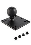 4.75 Inch Square VESA 75/100mm Compatible Plate with Aluminum Post and 2.25 Inch Dia. Rubber Ball