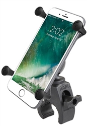 SMALL Universal Tough Claw (Fits .625" to 1.5" Round Rail Dia. & 0 to 1.14" Flat Surface) and RAM-HOL-UN10BU  Large X-Grip Phone Holder (Fits Device Width 1.75" to 4.5")