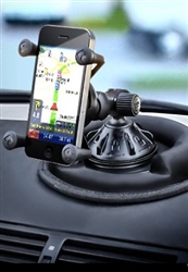 Dashboard Pad and Single 2.75" Dia. Suction Cup Base with Twist Lock PLASTIC Arm and RAM-HOL-UN7BU Universal X Grip Spring Loaded Holder (Fits Device Width 1.875" to 3.25")