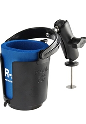 RAM 5 Spot Base, COMPOSITE Standard Length "B" Sized Arm and RAM-B-132BU Self Leveling Cup Holder (Fits Bottles 2.5” to 3.5” dia.)