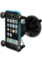 Suction Cup 2.7 Inch Diameter Base with Twist Lock and RAM-HOL-UN7U Universal X Grip Spring Loaded Holder (Fits Device Width 1.875" to 3.25")