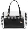 DVF Voyage Gingham Colorblock Leather Satchel Bag