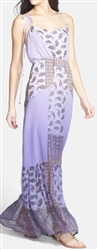 Gypsy05 Print Chiffon Panel Silk Maxi Dress