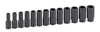 3/8" Drive 13 Pc. Deep Metric Magnetic Impact Set