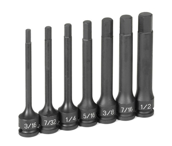 3/8" Dr. 7 Pc.  4" Length Fractional Hex Driver Set