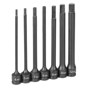 3/8" Dr. 7 Pc.  6" Length  Metric Hex Driver Set