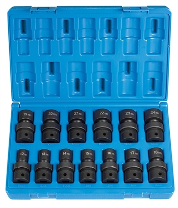 1/2" Drive 13 Pc. Standard Length Metric Univ. Set