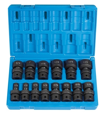 1/2" Drive 14 Pc. Standard Length Fract. Univ. Set