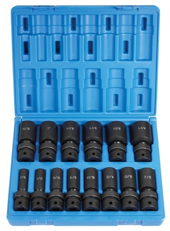 1/2" Drive 14 Pc. Deep Length Fractional Univ. Set