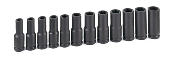 1/2" Drive 12 Pc. Deep Metric Magnetic Impact Set