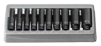 1/4" Drive 12 Pc. Deep Metric Magnetic Impact Set