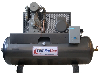 TWI Proline TWI-580H1 5 HP 80 Gallon Horizontal 2 Stage, 230V/1 Phase Compressor-Leeson Motor