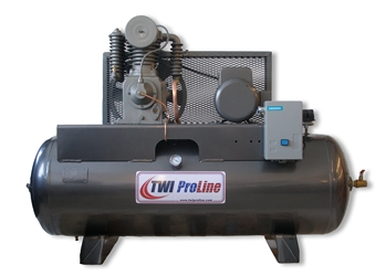 TWI Proline TWI-580H3 5 HP 80 Gallon Horizontal 2 Stage, 208-230/460V/3 Phase Compressor-Lincoln Motor