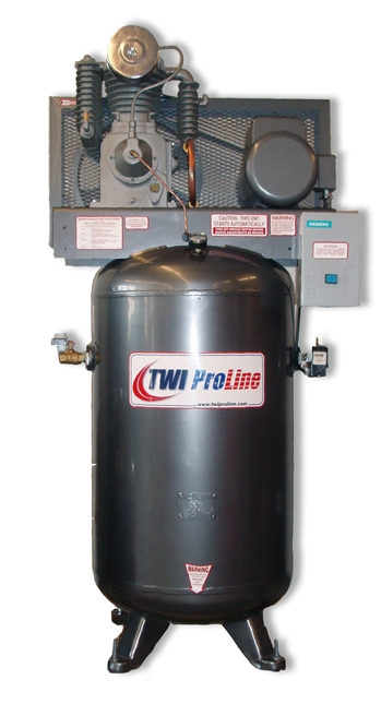 TWI Proline TWI-580V3 5 HP 80 Gallon Vertical 2 Stage, 208-230/460V/3 Phase Compressor-Lincoln Motor