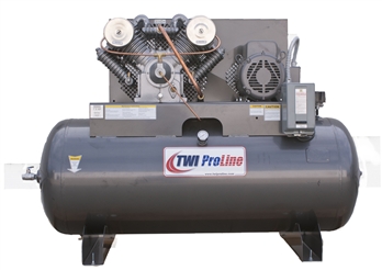 TWI Proline TWI-75120H1 7.5 HP 120 Gallon Horizontal 2 Stage, 230V/1 Phase Compressor-Leeson Motor