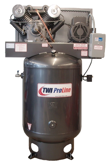 TWI Proline TWI-75120V3 7.5 HP 120 Gallon Vertical 2 Stage, 208-230/460V/3 Phase Compressor-Lincoln Motor