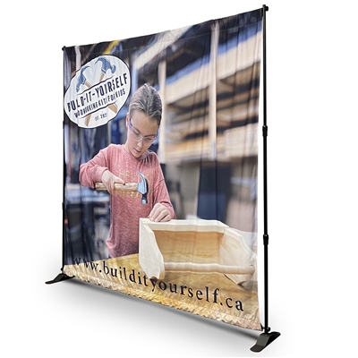 Telescopic Step & Repeat Banner Stand - with 8X8 Ft Fabric Print