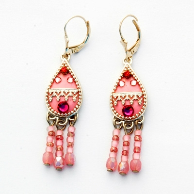 Pink Drop Silver Earrings
