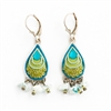 Blue & Green Drop Silver Earrings