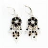 Black Round Silver Earrings